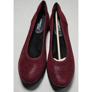Vaneli Sport Donia Amaranto E Printed Leather Ballet Wedge Pumps Womens 10M NEW
